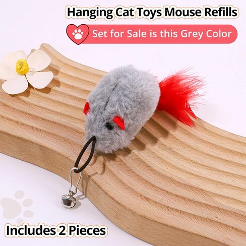 تعبئة لعبة Cat Toy ، 2 عبوة لعبة Cat Mouse Toy مع ذيل الريشة ، وملحقات لعبة Wand Cat ، وملحقات لعبة Teaser Refill Feather Cat Toy مع جرس لممارسة القطط الداخلية واللعب in Kuwait