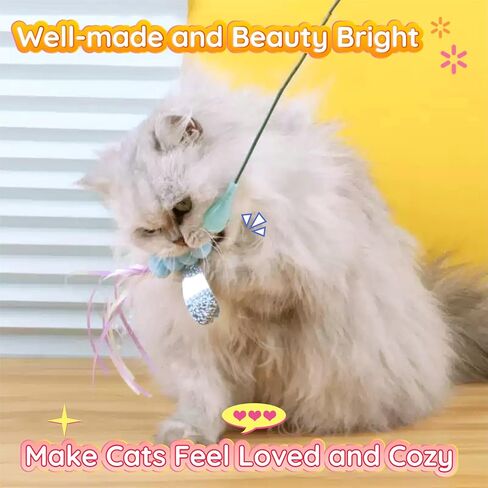 تعبئة لعبة Cat Toy ، 2 عبوة لعبة Cat Mouse Toy مع ذيل الريشة ، وملحقات لعبة Wand Cat ، وملحقات لعبة Teaser Refill Feather Cat Toy مع جرس لممارسة القطط الداخلية واللعب in Kuwait