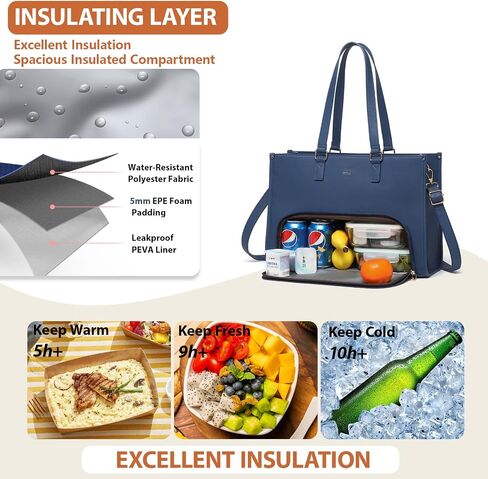 Keyli 3pcs Laptop Bag for Women 15.6 inch and Lunch Tote Bag for Women with Insulated Lunch Compartment Computer Briefcase in Saudi Arabia