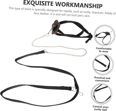 DECHOUS Adjustable Turtle Leash PET Training Harness for Turtles and Reptiles Lightweight Traction Rope Safety Features Size S (Black) in Kuwait