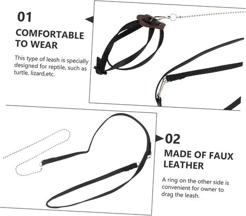 DECHOUS Adjustable Turtle Leash PET Training Harness for Turtles and Reptiles Lightweight Traction Rope Safety Features Size S (Black) in Kuwait