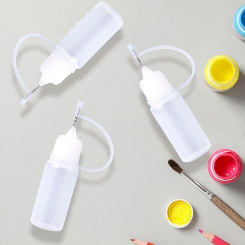 GORGECRAFT 10PCS Ink Liquid Applicator Dropper Bottles with Metal Needle 10ML Precision Needle Tip Applicator Translucent Plastic Squeeze Glue Bottle for DIY Quilling Craft Acrylic Painting (White) in Saudi Arabia