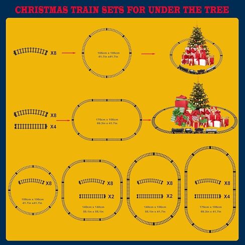 Electric Train Sets Remote Control for Kids Christmas Train Toys Steam Locomotive w/3 Smokes, Glowing Passenger Carriages, Luxury Tracks, Light & Sounds Rechargeable Birthday Gifts for Boys Girls in Saudi Arabia