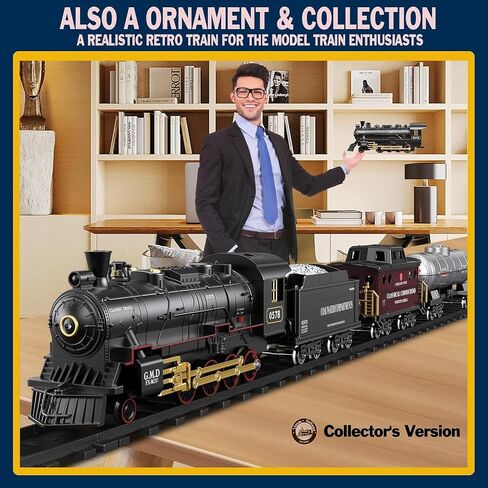 Electric Train Sets Remote Control for Kids Christmas Train Toys Steam Locomotive w/3 Smokes, Glowing Passenger Carriages, Luxury Tracks, Light & Sounds Rechargeable Birthday Gifts for Boys Girls in Saudi Arabia