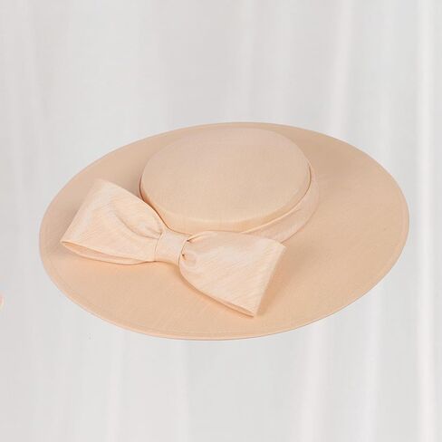 F FADVES قطع زينة النساء واسعة حافة 20s 50s ديربي قبعة مستديرة قبعة Bowknot كوكتيل الشاي حفلة الكنيسة فستان القبعات in Kuwait