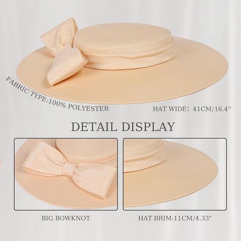 F FADVES قطع زينة النساء واسعة حافة 20s 50s ديربي قبعة مستديرة قبعة Bowknot كوكتيل الشاي حفلة الكنيسة فستان القبعات in Kuwait