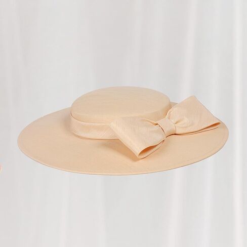 F FADVES قطع زينة النساء واسعة حافة 20s 50s ديربي قبعة مستديرة قبعة Bowknot كوكتيل الشاي حفلة الكنيسة فستان القبعات in Kuwait