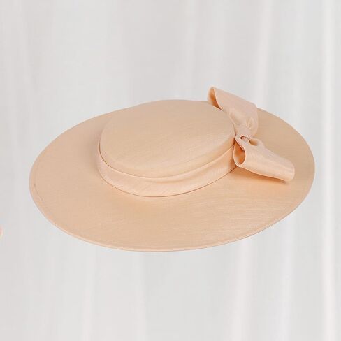 F FADVES قطع زينة النساء واسعة حافة 20s 50s ديربي قبعة مستديرة قبعة Bowknot كوكتيل الشاي حفلة الكنيسة فستان القبعات in Kuwait