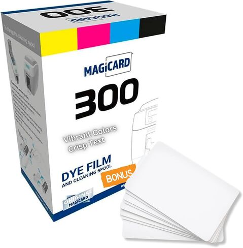 2 Pack - Magicard MC300YMCKO/2 Dye Film for 300 Series ID Card Printer - 300 Print MagicCard YMCKO Full Color Printer Ribbon and Cleaning Spool with 20 Specialist ID Test Cards in Saudi Arabia