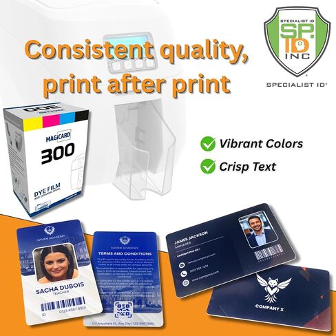 2 Pack - Magicard MC300YMCKO/2 Dye Film for 300 Series ID Card Printer - 300 Print MagicCard YMCKO Full Color Printer Ribbon and Cleaning Spool with 20 Specialist ID Test Cards in Saudi Arabia