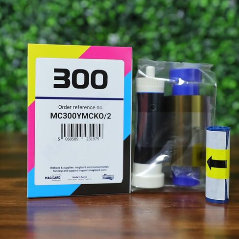 2 Pack - Magicard MC300YMCKO/2 Dye Film for 300 Series ID Card Printer - 300 Print MagicCard YMCKO Full Color Printer Ribbon and Cleaning Spool with 20 Specialist ID Test Cards in Saudi Arabia