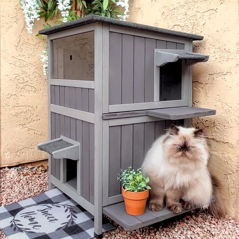 Gutinneen Outdoor Cat House with Insulated Liner Feral Kitty Shelter Ourdoor & Indoor Cat Cage with Waterproof Roof, 2 Large Side Doors in Saudi Arabia