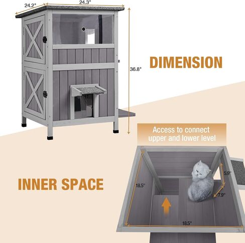 Gutinneen Outdoor Cat House with Insulated Liner Feral Kitty Shelter Ourdoor & Indoor Cat Cage with Waterproof Roof, 2 Large Side Doors in Saudi Arabia