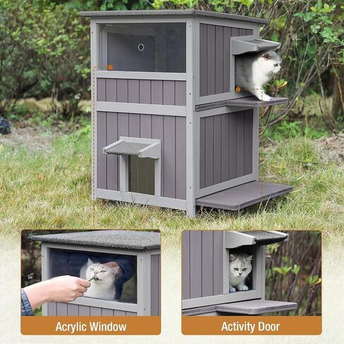 Gutinneen Outdoor Cat House with Insulated Liner Feral Kitty Shelter Ourdoor & Indoor Cat Cage with Waterproof Roof, 2 Large Side Doors in Saudi Arabia