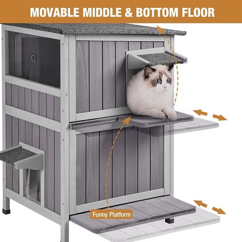 Gutinneen Outdoor Cat House with Insulated Liner Feral Kitty Shelter Ourdoor & Indoor Cat Cage with Waterproof Roof, 2 Large Side Doors in Saudi Arabia