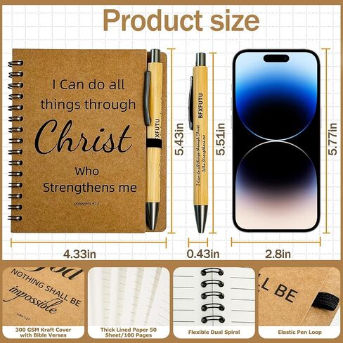 20pcs/10sets Bulk Christian Gift Spiral Notebooks with Bible Bamboo Pen Prayer Journal for School Office Believers Staff Inspirational Diary Mini Notepad Mother's Day Gift Inspirational Thank You Set in Saudi Arabia