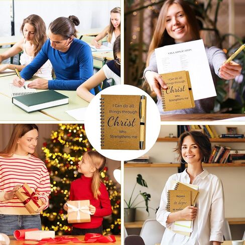 20pcs/10sets Bulk Christian Gift Spiral Notebooks with Bible Bamboo Pen Prayer Journal for School Office Believers Staff Inspirational Diary Mini Notepad Mother's Day Gift Inspirational Thank You Set in Saudi Arabia