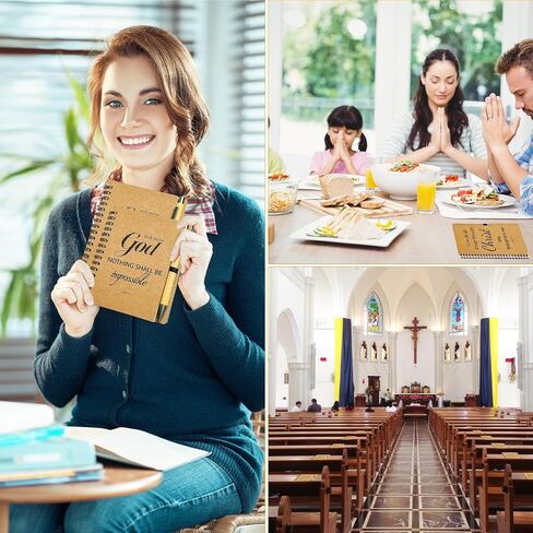 20pcs/10sets Bulk Christian Gift Spiral Notebooks with Bible Bamboo Pen Prayer Journal for School Office Believers Staff Inspirational Diary Mini Notepad Mother's Day Gift Inspirational Thank You Set in Saudi Arabia
