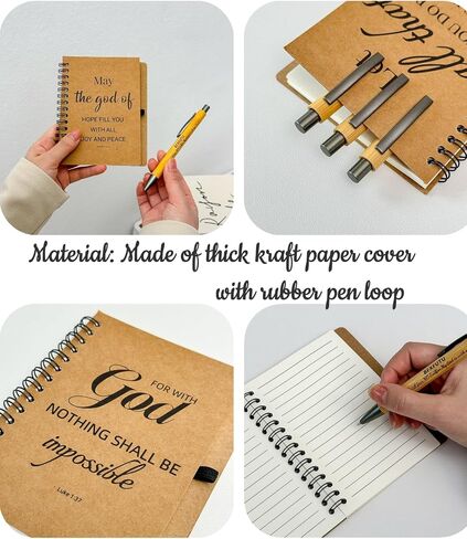 20pcs/10sets Bulk Christian Gift Spiral Notebooks with Bible Bamboo Pen Prayer Journal for School Office Believers Staff Inspirational Diary Mini Notepad Mother's Day Gift Inspirational Thank You Set in Saudi Arabia