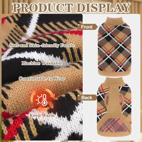 expawlorer سقوط الكلب سترة للكلاب الصغيرة medieum كبيرة ، pullover pullover turtleneck الطقس البارد الكلاسيكية ملابس الحيوانات الأليفة ملابس من النوع الثقيل لفتاة ، فتاة/فتى متماسكة مع ثقب مقود m beige m in Kuwait