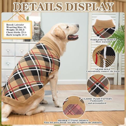 expawlorer سقوط الكلب سترة للكلاب الصغيرة medieum كبيرة ، pullover pullover turtleneck الطقس البارد الكلاسيكية ملابس الحيوانات الأليفة ملابس من النوع الثقيل لفتاة ، فتاة/فتى متماسكة مع ثقب مقود m beige m in Kuwait