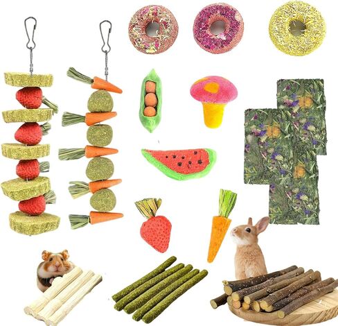31 PCS ألعاب صغيرة مضغ الحيوانات الأليفة لصحة الأسنان - خشب التفاح الطبيعي ، العصي العشب تيموثا in Kuwait