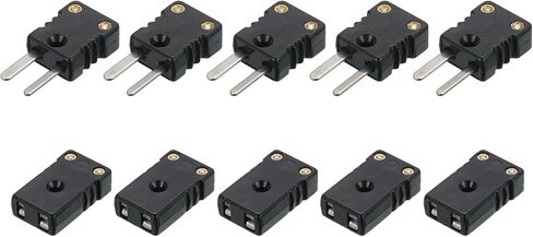 MECCANIXITY J Type Thermocouple Wire Connectors Female Male Plug Adapter High Temperature 200°C(392°F) for Thermocouple Sensor Probe Black 2 Set in Saudi Arabia