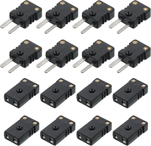 MECCANIXITY J Type Thermocouple Wire Connectors Female Male Plug Adapter High Temperature 200°C(392°F) for Thermocouple Sensor Probe Black 2 Set in Saudi Arabia