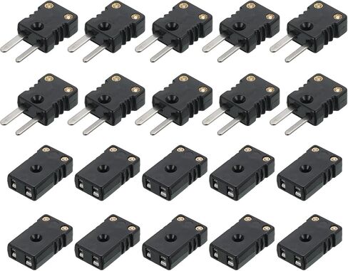 MECCANIXITY J Type Thermocouple Wire Connectors Female Male Plug Adapter High Temperature 200°C(392°F) for Thermocouple Sensor Probe Black 2 Set in Saudi Arabia