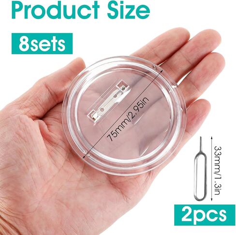 8 PCS Clear Button Pins, 3 Inch Acrylic Blank Pins with 2 Card Pin, Round DIY Photo Badge Pins, Make Your Own Custom Photo Button Pin for Backpacks Jackets Hats Gifts DIY Craft in Saudi Arabia