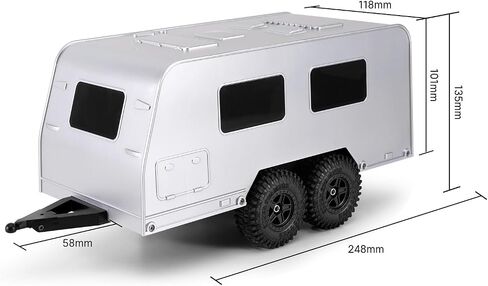 مقطورة Camper Travel Pinnora مع Hitch لـ 1/18 RC Crawler TRX4MMM (Silver) in Kuwait