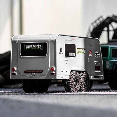 مقطورة Camper Travel Pinnora مع Hitch لـ 1/18 RC Crawler TRX4MMM (Silver) in Kuwait