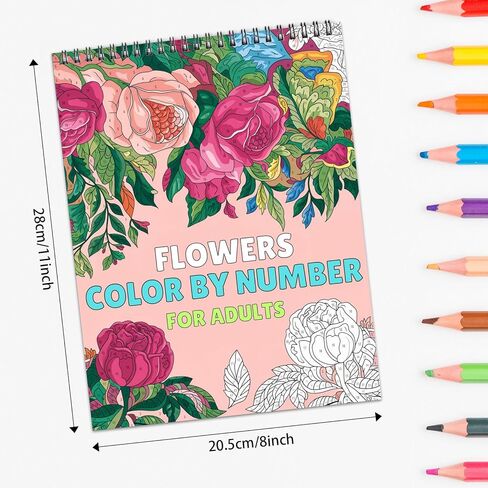 Ilyever 3 Pack Color by Number,Stress Relief Coloring Books for Adults,Spiral Bound Coloring Books for Women,Include 60 Patterns of Butterfly, Flowers,Animals for Adult Relaxation in Kuwait