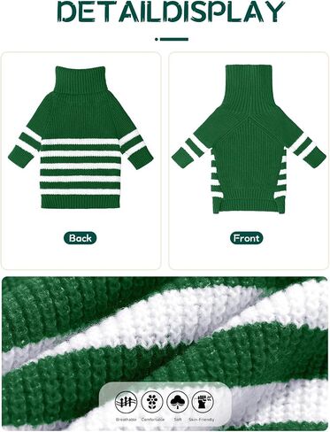 Haloumoning Small Dog Pullover Sweater, Striped Knitted Pet Sweaters for Fall Winter Dog Clothes, Turtleneck Thick Warm Clothes for Small Medium Large Dogs in Kuwait