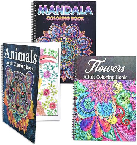 Ilyever 3 Pack Color by Number,Stress Relief Coloring Books for Adults,Spiral Bound Coloring Books for Women,Include 60 Patterns of Butterfly, Flowers,Animals for Adult Relaxation in Kuwait