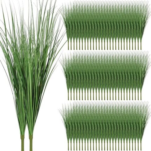 Tigeen 12 Pcs Artificial Plants Tall Onion Grass 33 Inch Greenery UV Resistant Outdoor Faux Tall Grass Plants for Home Indoor Outdoor Fake Shrubs Flowers Room Vase Planters Decor (Autumn Yellow) in Saudi Arabia