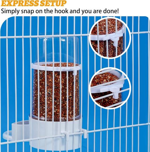 2 Pieces Bird Feeder Water Dispenser, Automatic Bird Feeder and Drinker Set for Cage, No Mess Hanging Parrot Food Bowl, Parakeet Cage Accessories for Hamsters,Pigeons,Parrot (A) in Kuwait