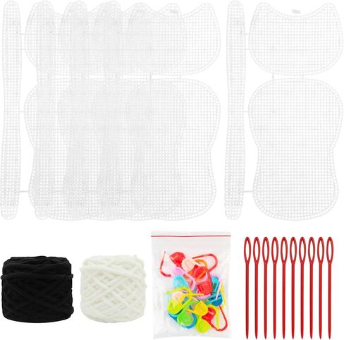 Homaisson Plastic Canvas Sheets for Cross Stitch, Crafters Bundle: 5 Saddle Bags, 2 Yarn Rolls, 10 Knitting Needles + 20 Colored Stitch Markers - 42x28 cm Project Kit with Organizers in Saudi Arabia