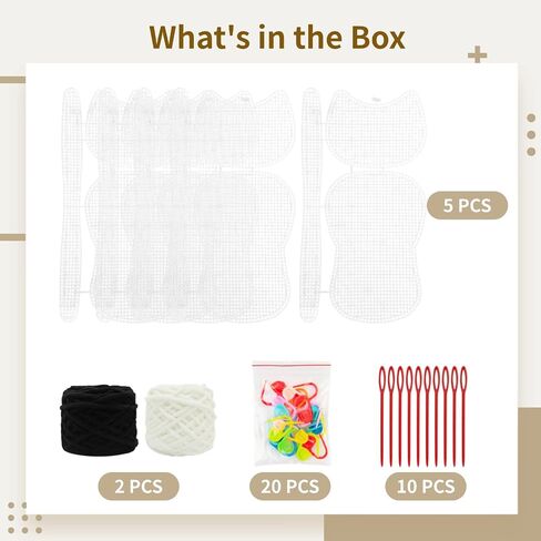 Homaisson Plastic Canvas Sheets for Cross Stitch, Crafters Bundle: 5 Saddle Bags, 2 Yarn Rolls, 10 Knitting Needles + 20 Colored Stitch Markers - 42x28 cm Project Kit with Organizers in Saudi Arabia