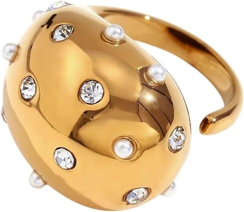 New 2026 Unisex Horse Eye Heart Rhinestone Dome Water Drop Ring Hammering Pattern Asymmetric Large Droplet Head Jewelry Findings Fashion Trendy Accessories Creative Gift For Women And Men in Saudi Arabia