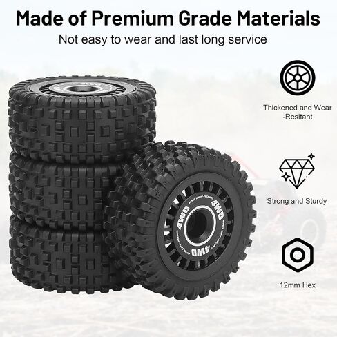 عجلات وإطارات Daitoku 12mm RC ، 1/16 RC Truck Tyres Wheel لـ MJX 16207 1/16 Off-Road Car in Kuwait