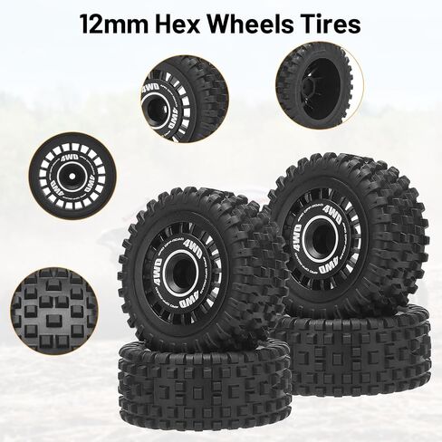 عجلات وإطارات Daitoku 12mm RC ، 1/16 RC Truck Tyres Wheel لـ MJX 16207 1/16 Off-Road Car in Kuwait