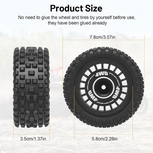 عجلات وإطارات Daitoku 12mm RC ، 1/16 RC Truck Tyres Wheel لـ MJX 16207 1/16 Off-Road Car in Kuwait