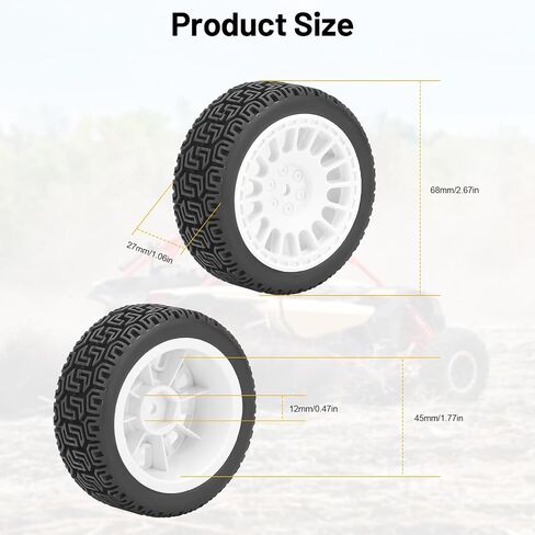1/10 RC على إطارات وعجلات السيارات على الطريق ، إطارات Car Rally Daitoku 12mm RC متوافقة مع 1/10 Tamiya TT01 TT02 XV01 TA06 PTG2 HPI KYOSHO HSP - Black in Saudi Arabia