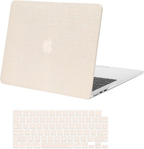 Moseso متوافق مع Macbook Air Case 13 Inch Case 2025-2022 M4 A3240 M3 A3113 M2 A2681 ، غطاء مضاد للبنجر مربع PU قذيفة صلبة وغطاء مفاتيح MacBook Air 13.6 بوصة ، البيج. in Saudi Arabia