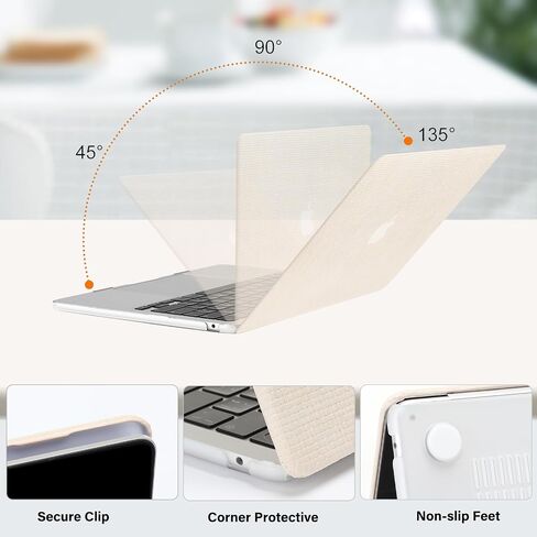Moseso متوافق مع Macbook Air Case 13 Inch Case 2025-2022 M4 A3240 M3 A3113 M2 A2681 ، غطاء مضاد للبنجر مربع PU قذيفة صلبة وغطاء مفاتيح MacBook Air 13.6 بوصة ، البيج. in Saudi Arabia