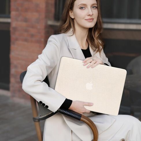 Moseso متوافق مع Macbook Air Case 13 Inch Case 2025-2022 M4 A3240 M3 A3113 M2 A2681 ، غطاء مضاد للبنجر مربع PU قذيفة صلبة وغطاء مفاتيح MacBook Air 13.6 بوصة ، البيج. in Saudi Arabia