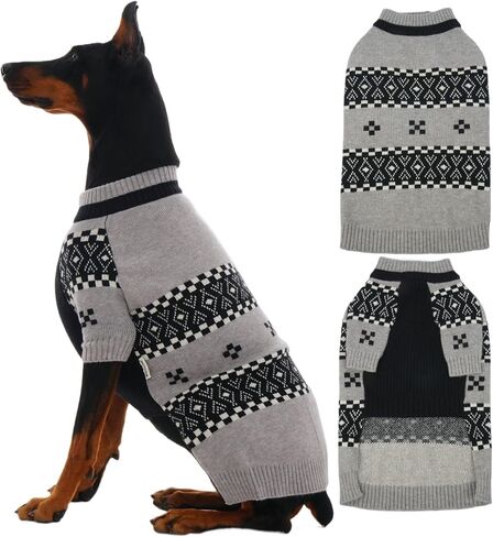 IECOii XXXL Dog Sweater for Extra Large Dogs Boy, Big Boy Dog Winter Sweaters with Mid Neck, Doberman Sweater for Dogs Large Breed, Easy On Pullover Knitwear for Cold Weather, Grey, 3XL in Kuwait