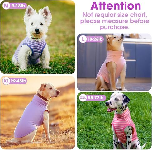 Abbylike 4 Pack Dog Sweater,Soft Stretchy Dog Shirt,Lightweight Sleeveless Puppy Clothes,Turtleneck Pullover Pet Tshirt,Solid and Stripe Winter Pet Tank Top for Puppy Cat(Blush Pink and Purple,XL) in Saudi Arabia