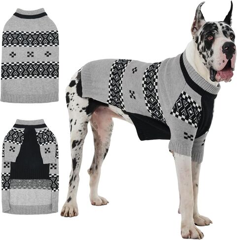 IECOii XXXL Dog Sweater for Extra Large Dogs Boy, Big Boy Dog Winter Sweaters with Mid Neck, Doberman Sweater for Dogs Large Breed, Easy On Pullover Knitwear for Cold Weather, Grey, 3XL in Kuwait